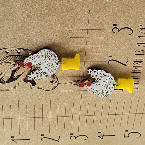 Chickens in rainboots earrings 🐔 - Picture 6 of 8